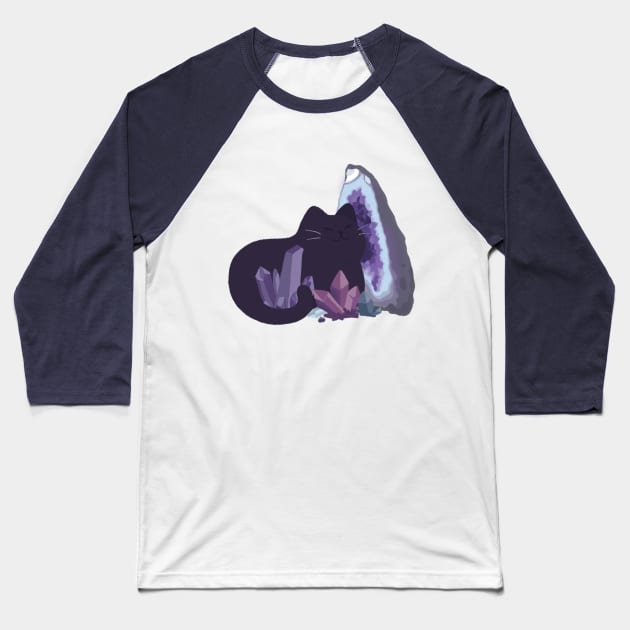 Crystal Cat Baseball T-Shirt by mussyhead